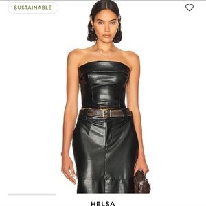 Revolve helsa Waterbased Faux Leather Bustier Top in black. Never worn, NWOT.